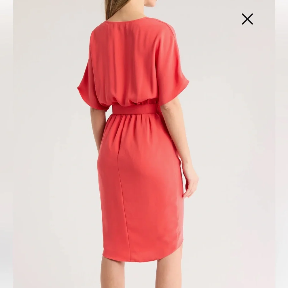 Trina Turk‎ Zest Short Sleeve V Neck Belted Faux Wrap Dress